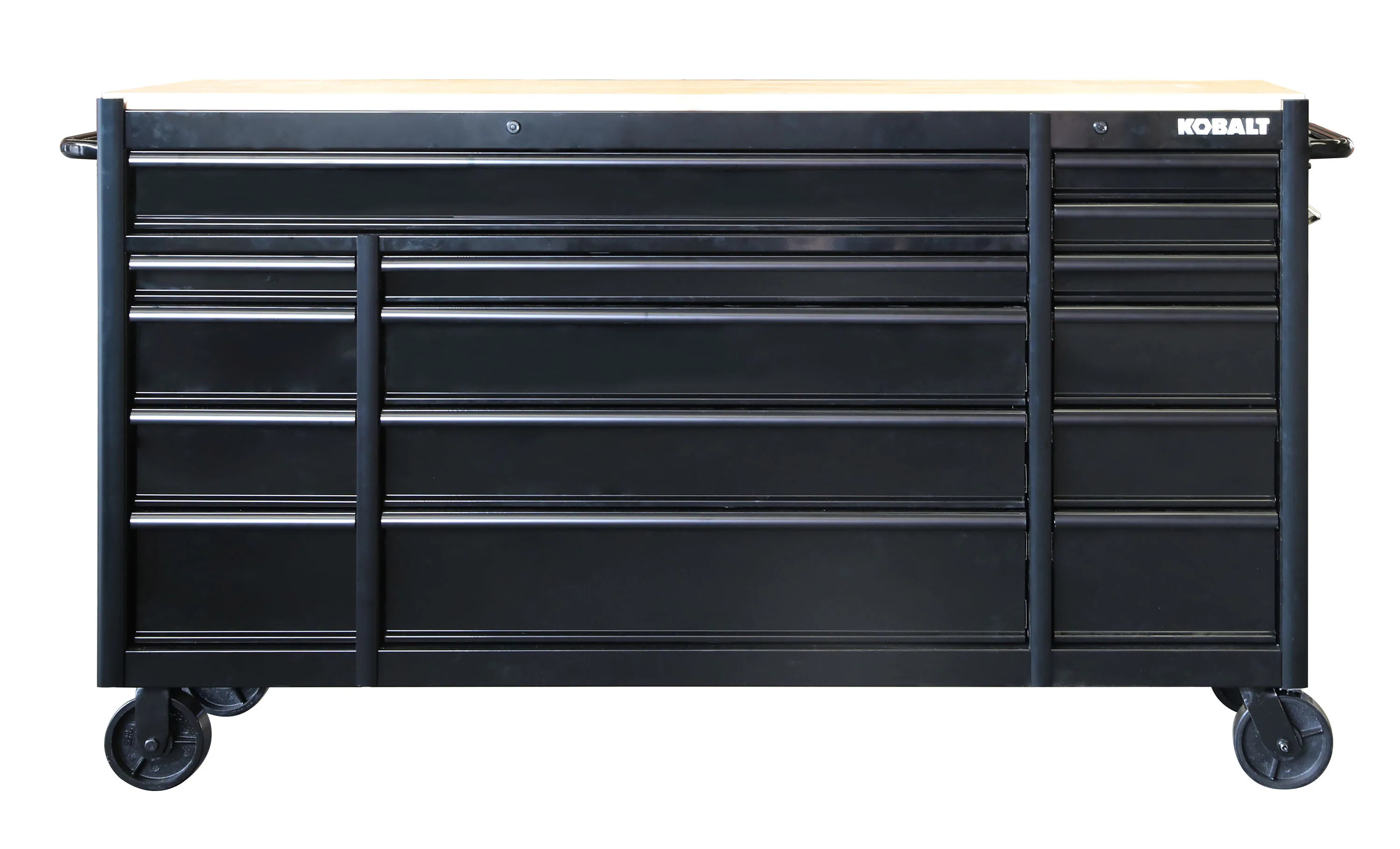 Kobalt KOBALT 71-in L x 42.7-in H 15 -Drawers Rolling Black Wood Work Bench Large | TBRL8015HA-X | Lowe's