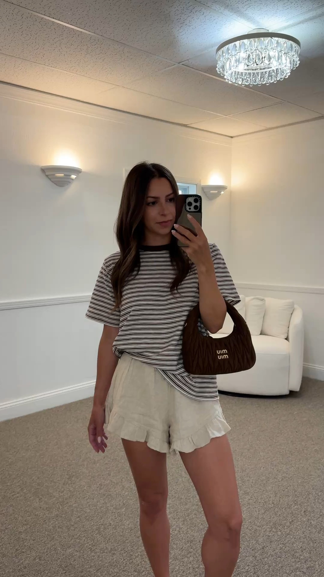 @abercrombie  summer outfit

@abercrombie brown stripe t shirt- small
@abercrombie ruffle linen shorts- xs
Miu Miu brown bag
Brown strappy sandals- tts

Petite, summer outfit, linen shorts, striped tee, casual outfit

#LTKootd #LTKSaleAlert #LTKPetite