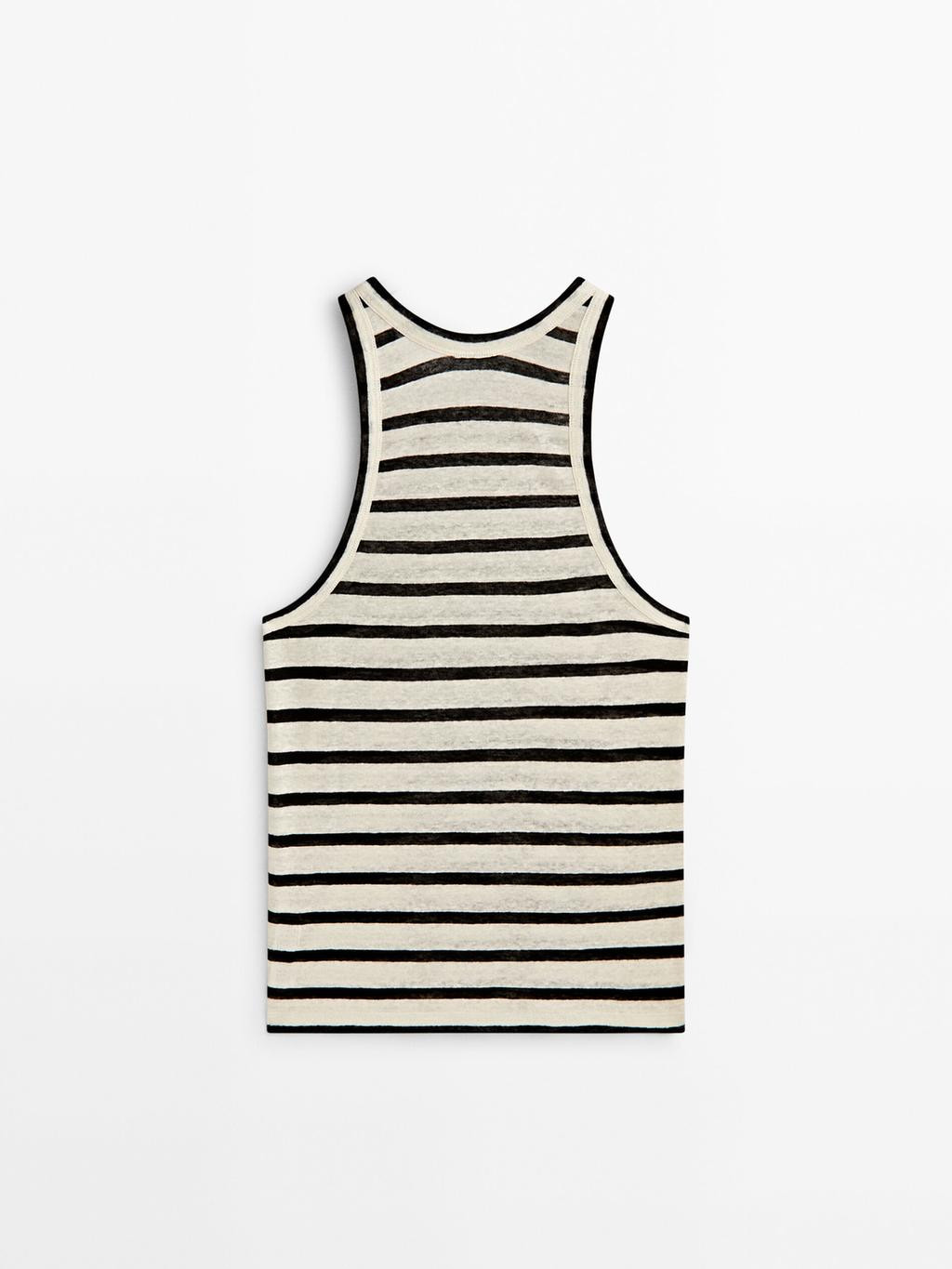 Striped linen tank top | Massimo Dutti US