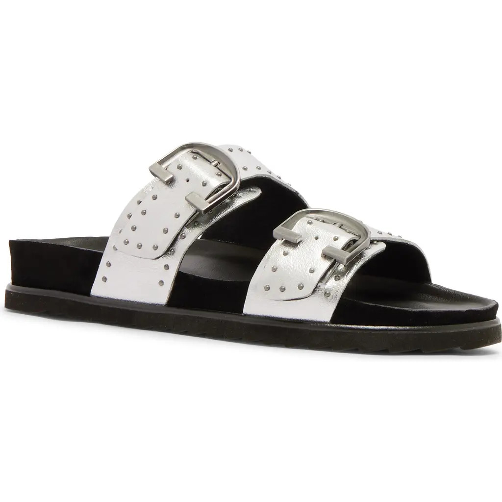 FRANKIE4 Deon Buckle Sandal in Silver Stud at Nordstrom, Size 8 | Nordstrom