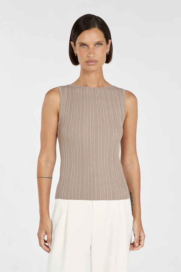 SIENNA TAUPE KNIT TANK | DISSH