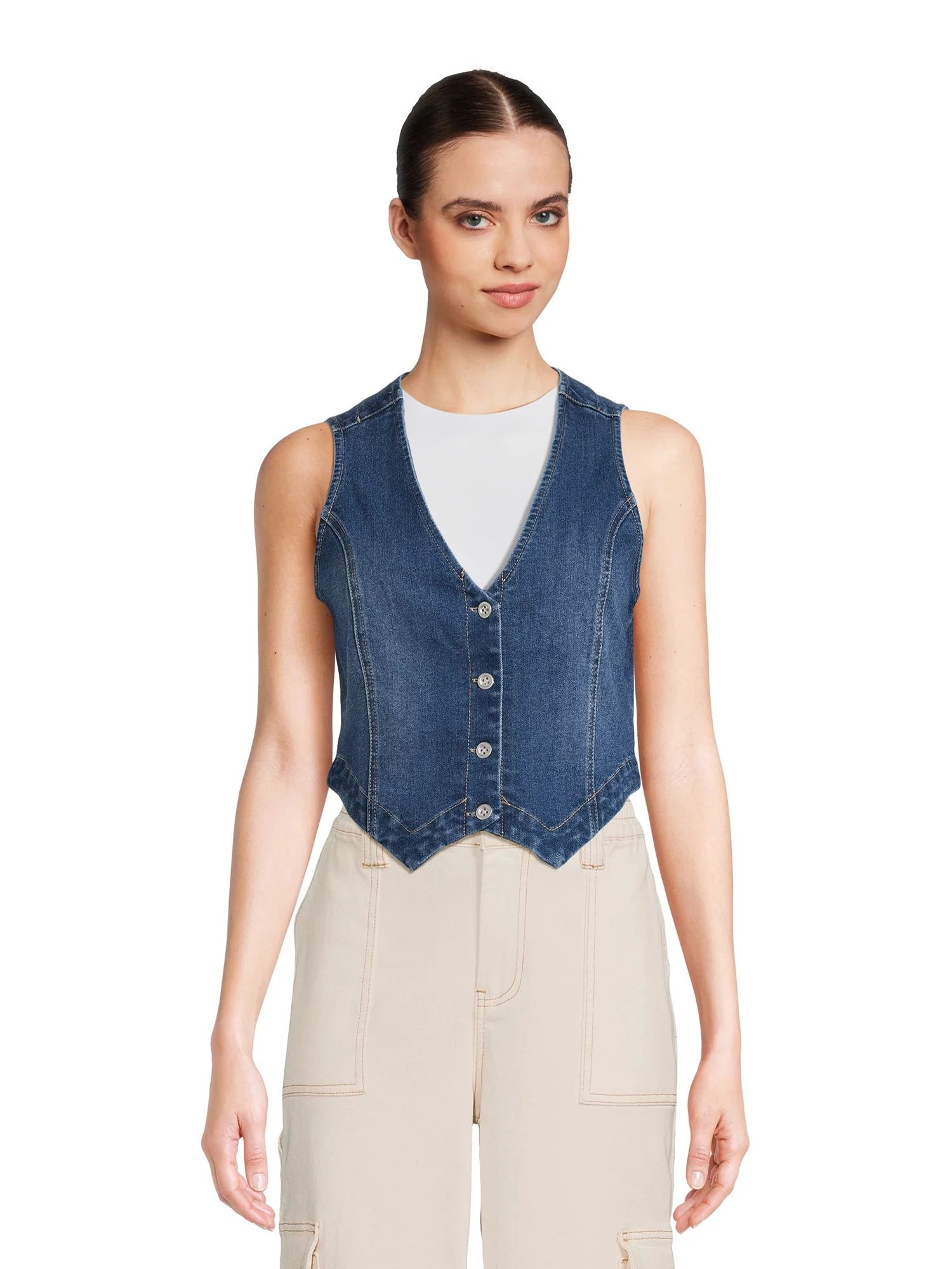Madden NYC Women’s V-Neck Button Front Vest, Sizes XS-3XL - Walmart.com | Walmart (US)