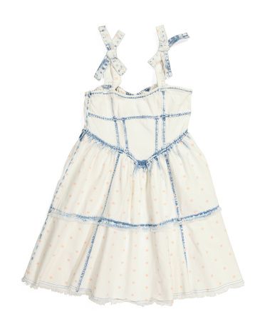 Big Girl Printed Denim Dress With Frayed Details | TJ Maxx