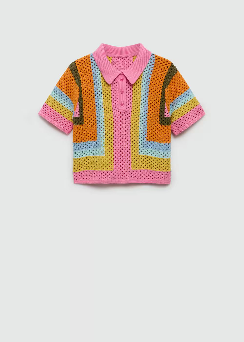 Combined crochet polo shirt | MANGO (US)