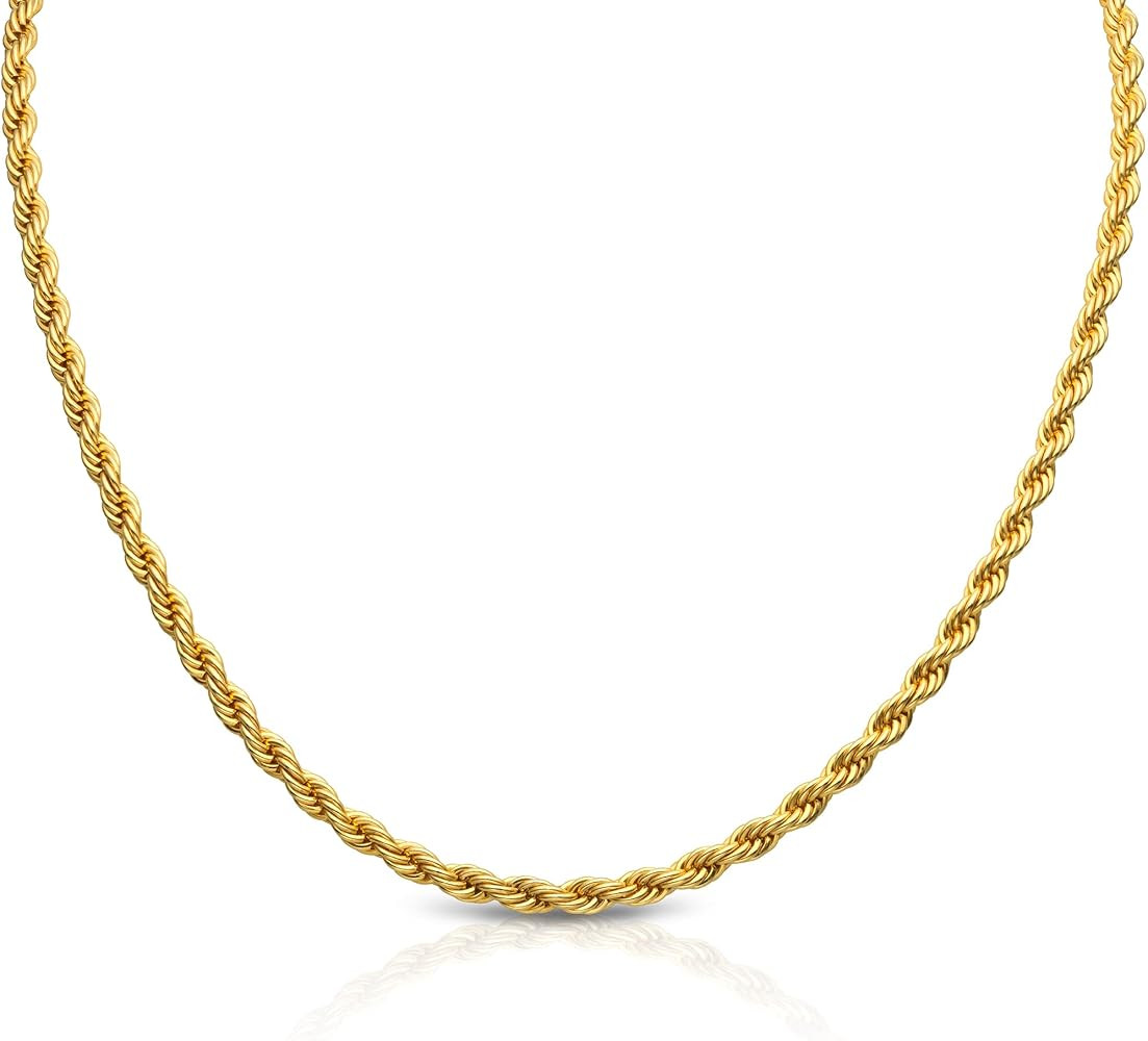 22K Gold-Plated Chain Necklace for Women | Barcelona Necklace | Twisted Chain Necklace | 20" - 21... | Amazon (US)
