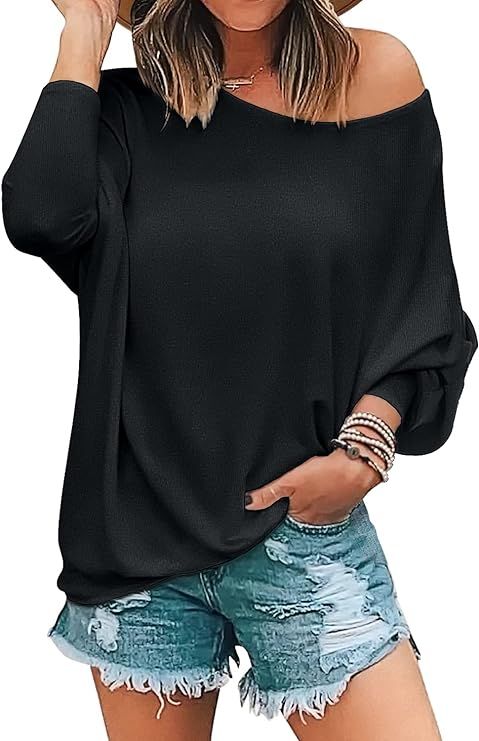 MIHOLL Womens Long Sleeve Batwing Casual Loose Dolman T-Shirt Blouse Tops | Amazon (US)