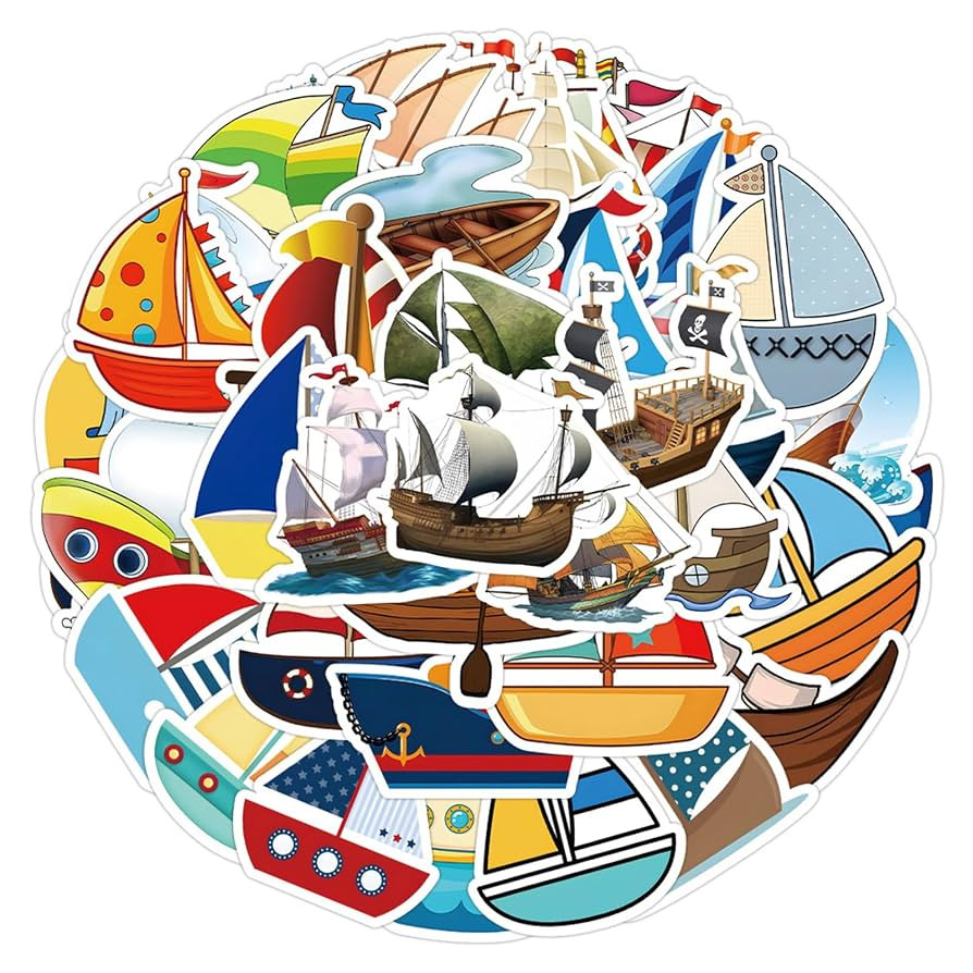 50Pcs Sailboat Stickers Boat Scrapbook Aesthetic Sticker,Sailboat Daily Planner, Water Bottles, H... | Amazon (US)