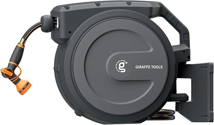 Giraffe Tools Retractable Garden Hose Reel 1/2 Inch x 100 ft, Super Heavy Duty, Any Length Lock, ... | Amazon (US)