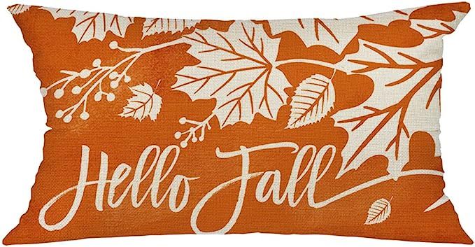 GEEORY Fall Pillow Cover 12x20 inch Hello Fall Maple Leaves Lumbar Throw Pillow Cover for Autumn ... | Amazon (US)