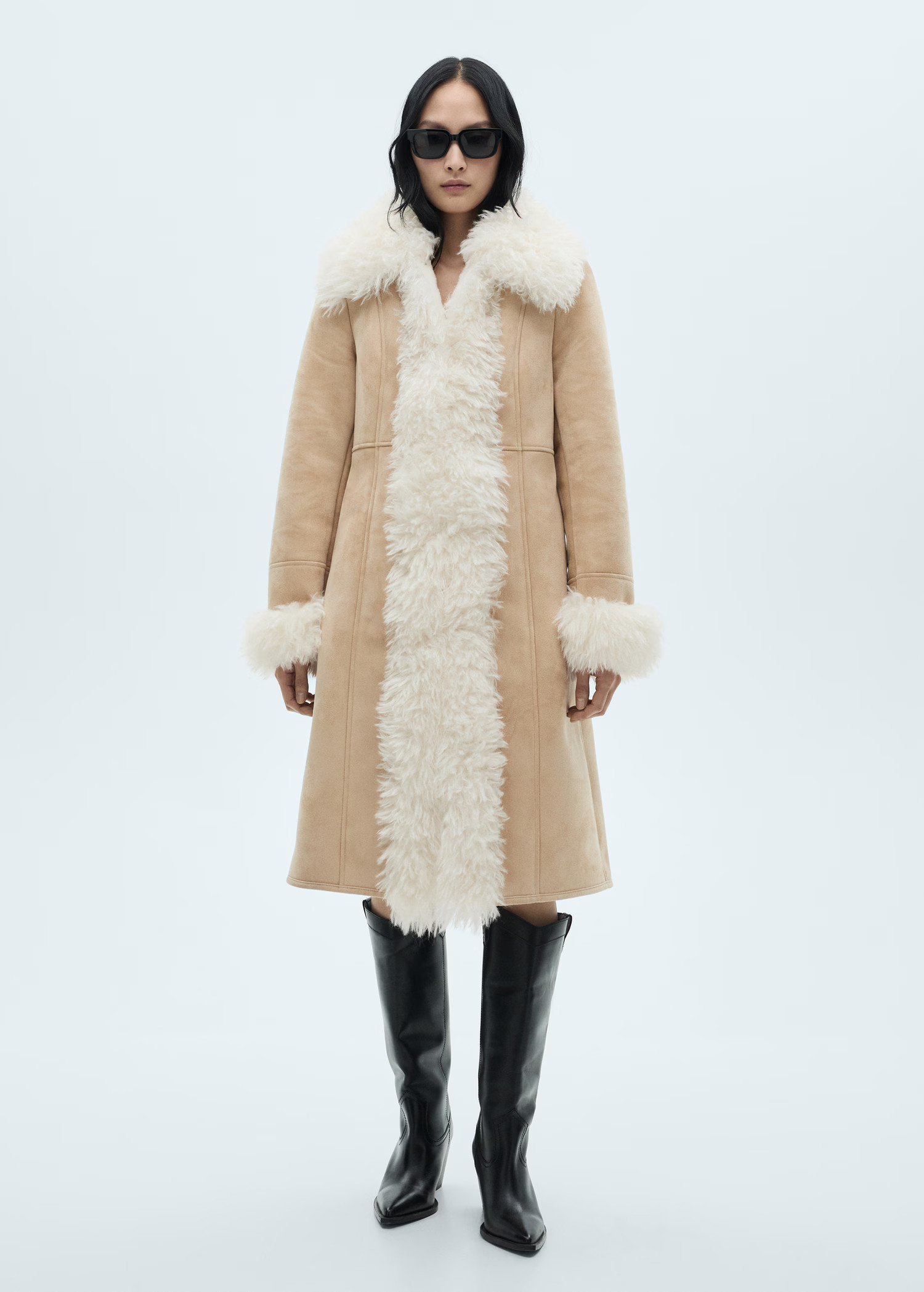 Shearling-lined coat - Women | MANGO USA | Mango (US/MX/AU)