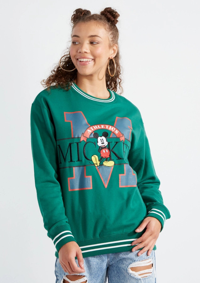 Green Mickey Mouse Varsity Graphic Sweatshirt | rue21