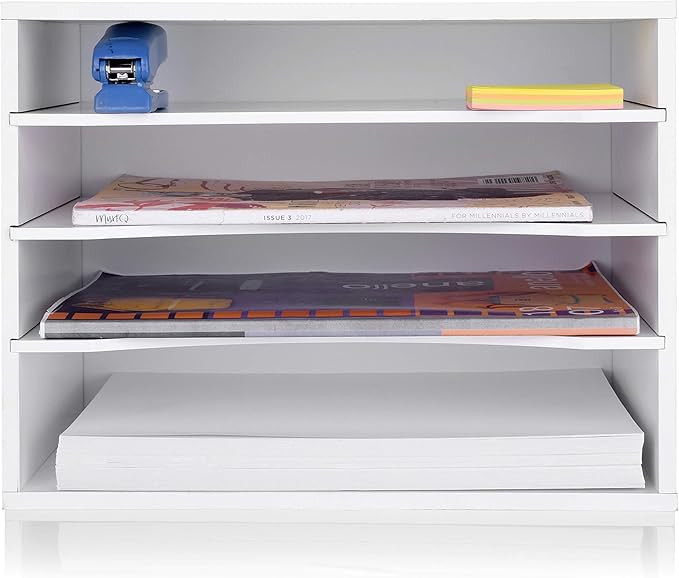 eMerit Wood Desktop Organizer Paper Storage Letter Tray File Sorter with Adjustable Shelves for H... | Amazon (US)