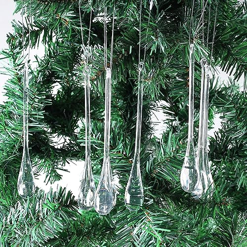 Zsail Icicle Christmas Ornaments 12pcs Clear Acrylic Icicle Pendant Christam Tree Hanging Ornaments for Christmas Tree Ornaments (Water-17cm) | Amazon (US)