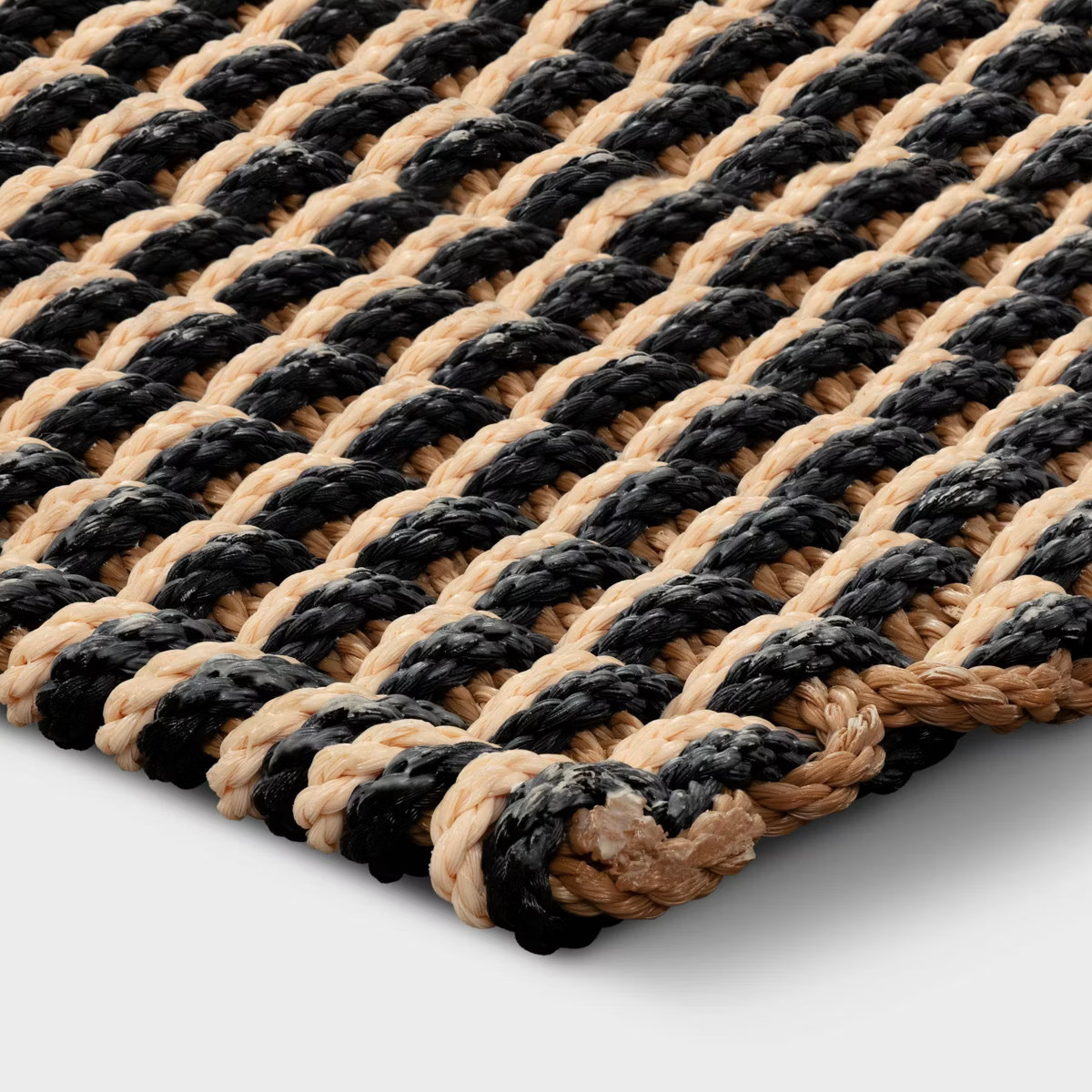 1'6"x2'6" Rope Braided Basket Weave Doormat Black/Brown/Cream - Threshold™: Outdoor Front Door ... | Target