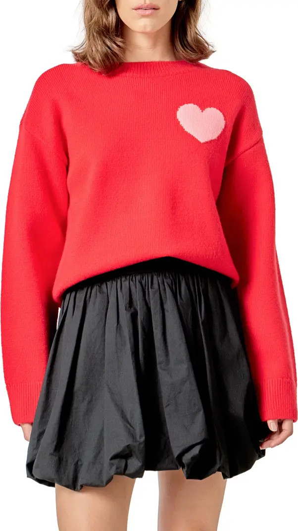 English Factory Heart Crewneck Sweater | Nordstrom | Nordstrom