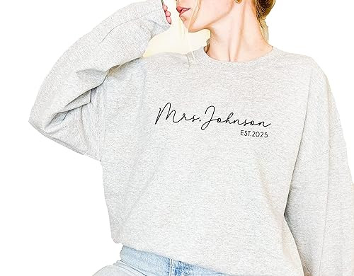 Mrs Sweatshirt - Custom Mrs Sweatshirt - New Mrs - Honeymoon Pajamas - Wedding Gift - Future Mrs.... | Amazon (US)