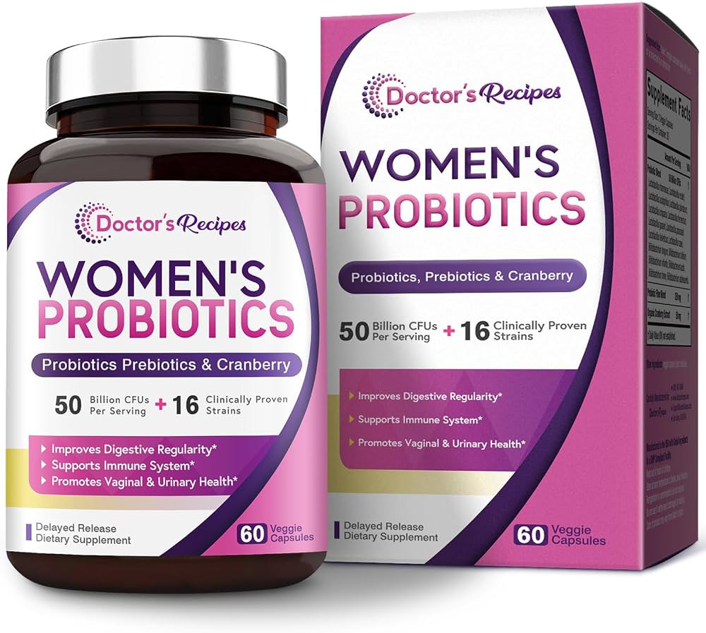Doctor's Recipes Women’s Probiotic, 60 Caps 50 Billion CFU 16 Strains, with Organic Cranberry, ... | Amazon (US)