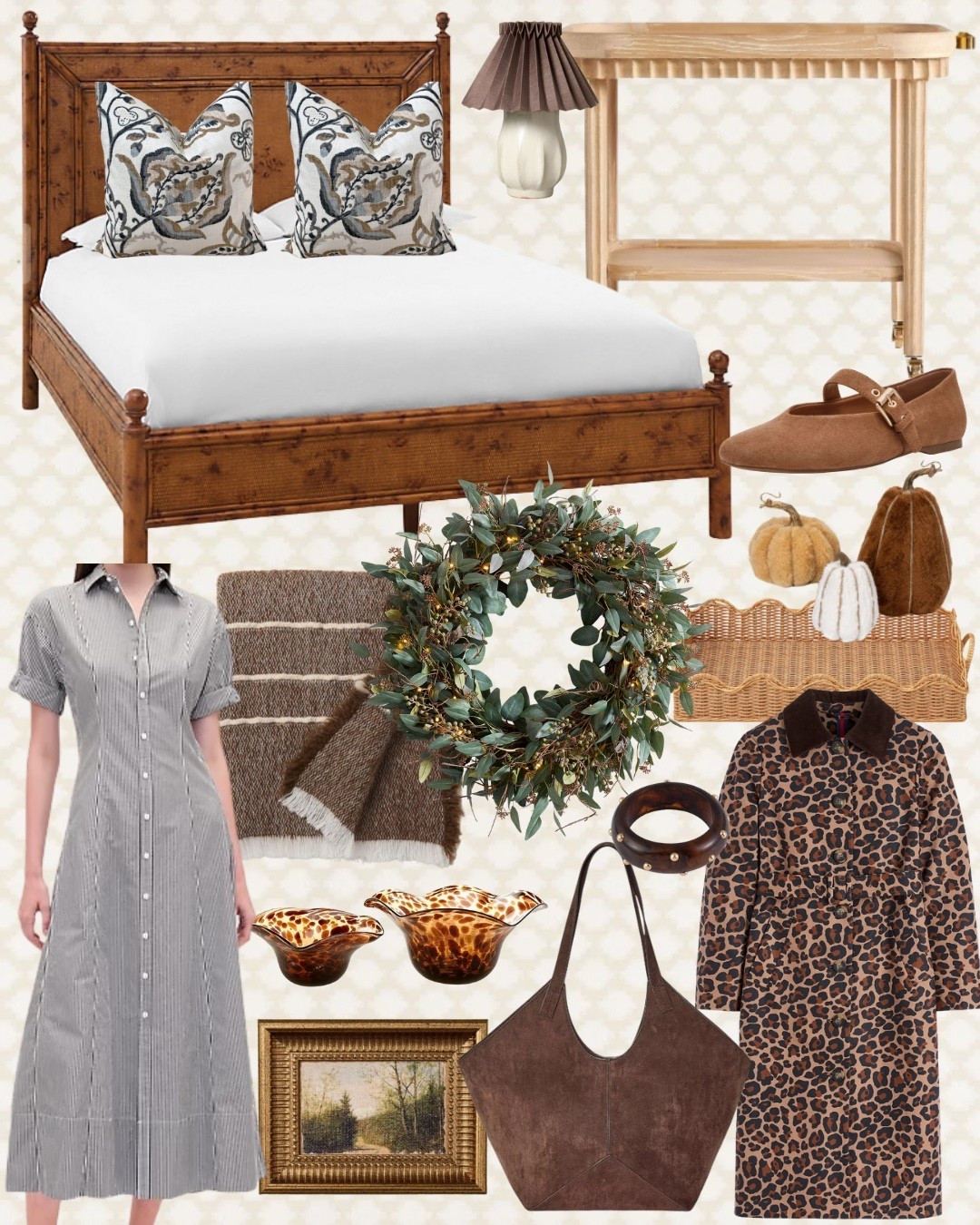 Home and fashion pieces that are on trend right now! Great picks for your fall wardrobe as well as neutral pieces to adorn your home 🧥

home decor, lamp, lamp, home accessories, home finds, affordable home decor, affordable art, artwork, wall art, pillow cover, printed pillow, fall colors, deep tones, purse, handbag, fall tote, fashion accessories, bangle, bracelet, leopard jacket, coat, striped midi dress, field jacket, bed frame, bed, tortoise accents, bowls, fall vibes, fall fashion, throw blanket, scalloped wicker tray, woven tray, pumpkins, pumpkin decor, pumpkin set, fall wreath, ballet flats, Mary Jane’s, bar cart, ceramic table lamp, suede accessories

#LTKFindsUnder100 #LTKSeasonal #LTKStyleTip