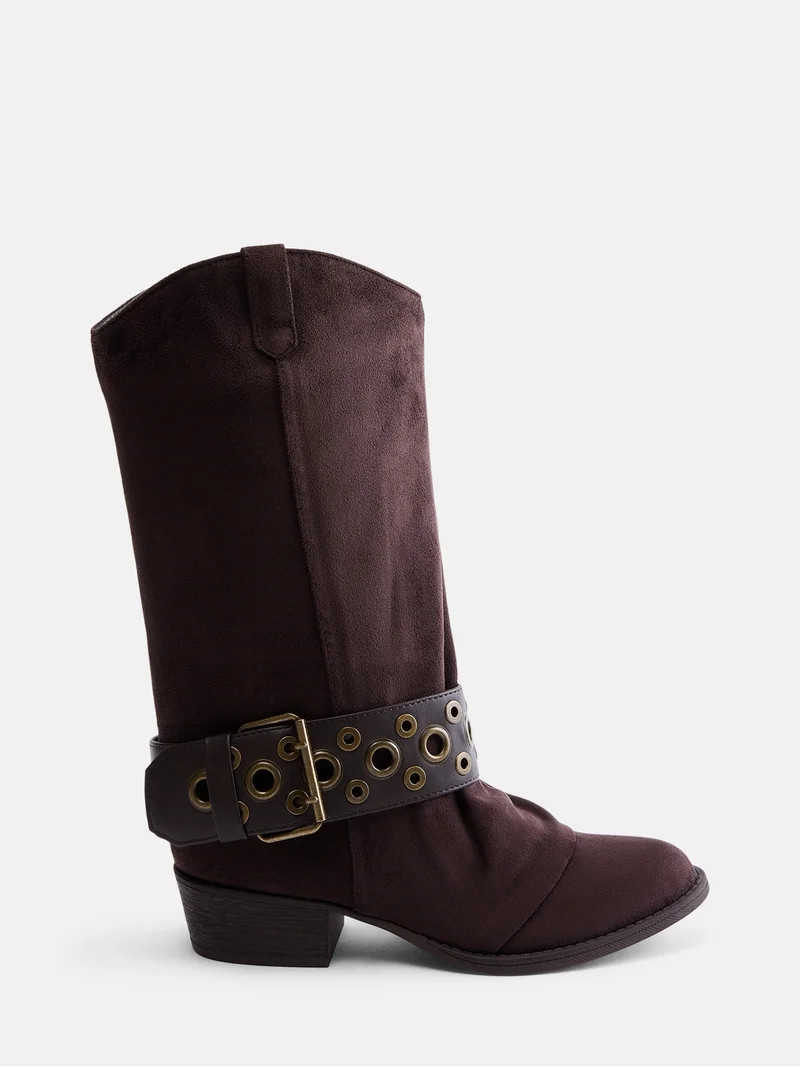 Madden NYC Women's Faux Suede Western Belt Boots | Walmart (US)