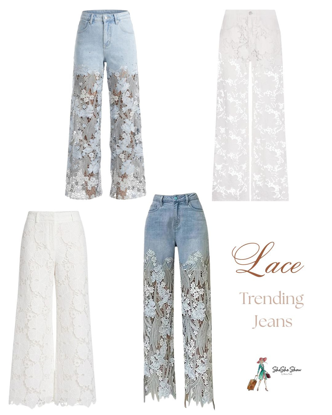   Women's Lace Denim Pants High Waisted Hollow Out Asymmetric Floral Patchwork Ripped Straight Leg Jeans

Lacy blooms are of full display in the lower half of five-pocket cotton pants that are all in for adding sheer de

 

#LTKOver40 #LTKootd #LTKgrwm