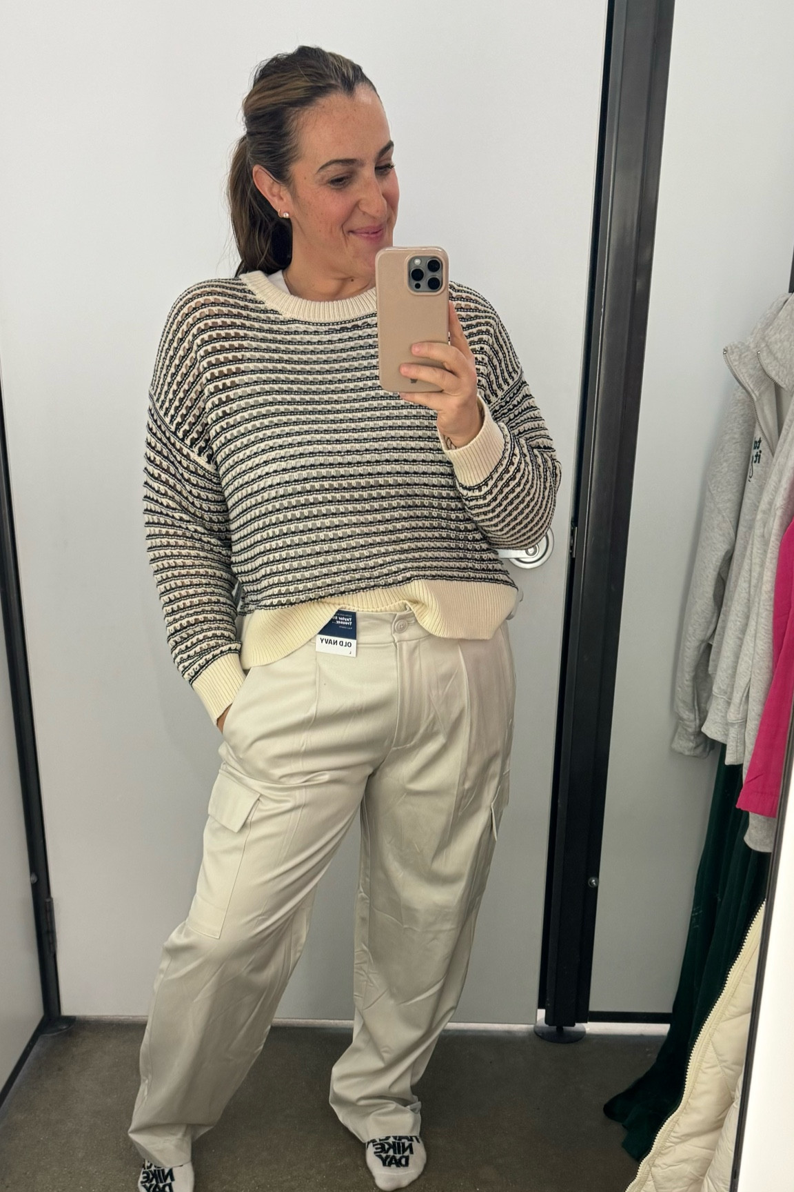 New to Old Navy:
Crochet knit sweater! Love the 2 tone, I’m in a large. The trousers are a large and they are a bit big, medium would be better.

#LTKstyletip #LTKfindsunder50 #LTKmidsize