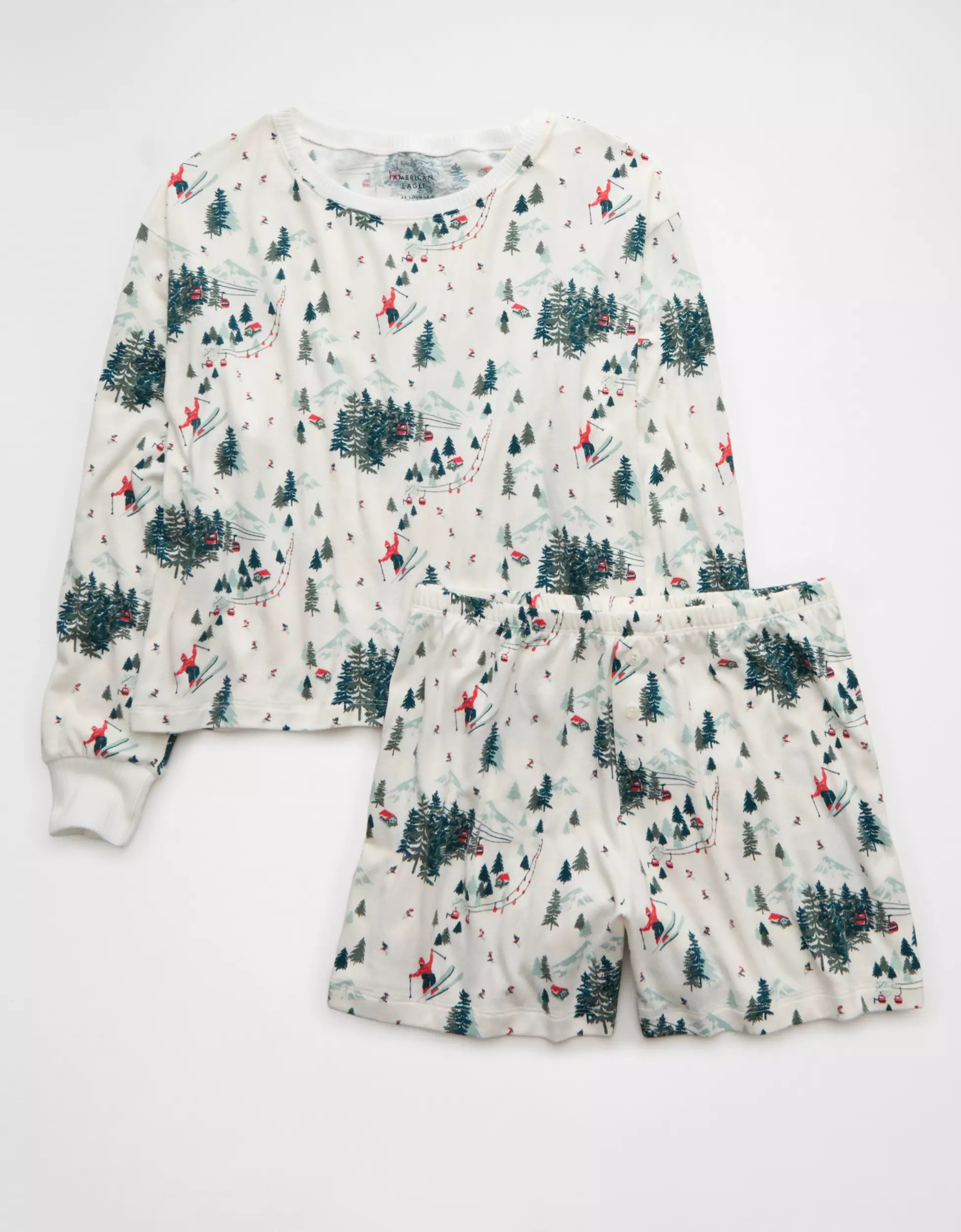 AE Luxe Plush Holiday PJ Set | American Eagle Outfitters (US & CA)