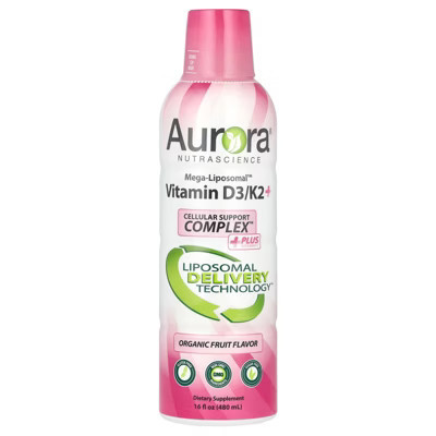 Aurora Nutrascience Mega-Liposomal™, Vitamin D3/K2+ Plus Vitamin C, Organic Fruit, 16 fl oz (480 ml) | Target