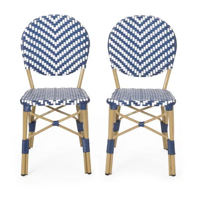 Navy Blue Outdoor Chairs, Pe & Aluminum, Print, Rust , Garden Decoration Furniture | Wayfair North America
