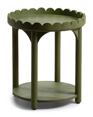 22x20 Solid Wood Round Scalloped Table With Shelf | Furniture & Lighting | Marshalls | Marshalls