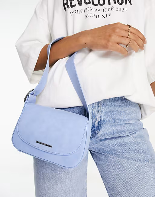 Bershka 90s shoulder bag in soft blue | ASOS (Global)