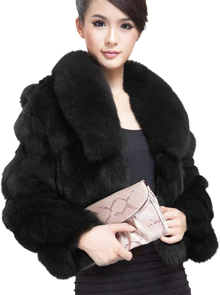 Fur Story Women's Genuine Fox Fur Coat Thick Warm Fur Jacket Winter coat | Amazon (US)