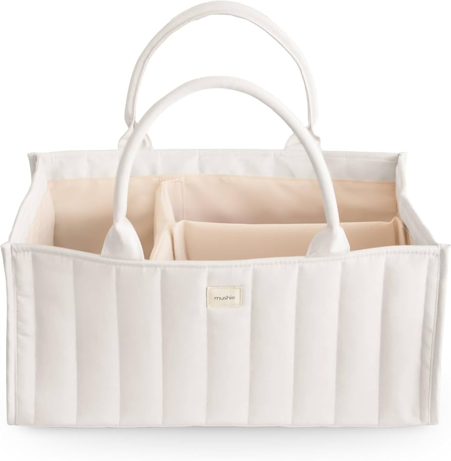 mushie Baby Diaper Caddy | Newborn Essentials Organizer (Ivory) | Amazon (US)