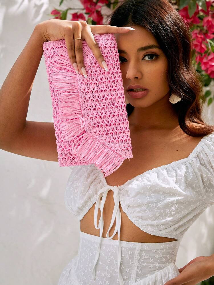 SHECARRY Woven Straw Clutch Bag For Teenagers, Fashionable Clutch Bags For Woman | SHEIN