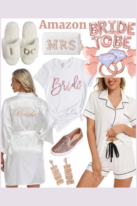 Affordable bride wedding essentials on Amazon.

#briderobe #bacheleretteshirt #brideslippers #whitepajamas #brideballoons

#LTKunder50 #LTKstyletip #LTKwedding