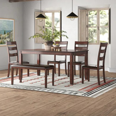 Luciean 6 - Person Rubberwood Solid Wood Dining Set | Wayfair North America