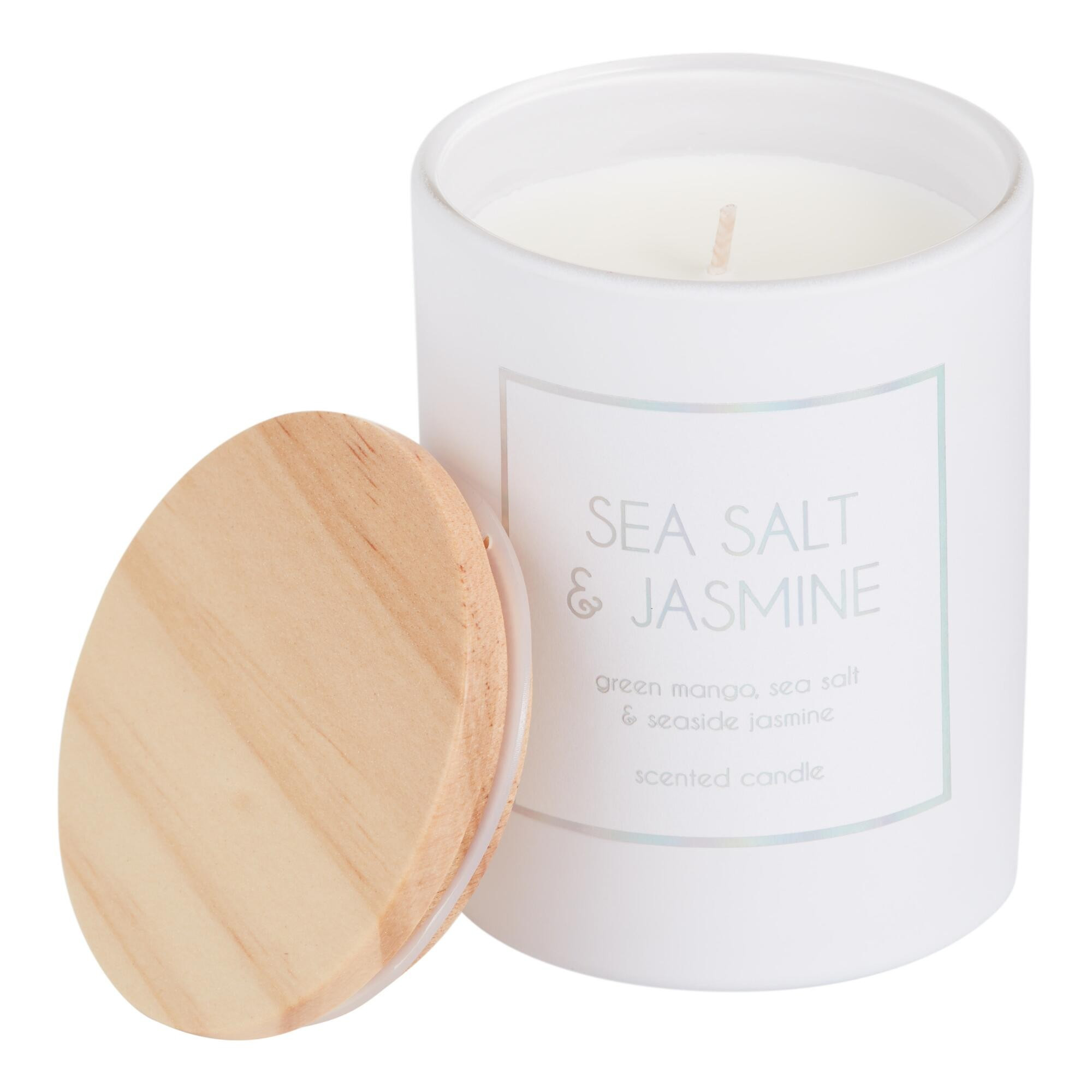 White Holographic Sea Salt and Jasmine Filled Jar Candle by World Market | World Market