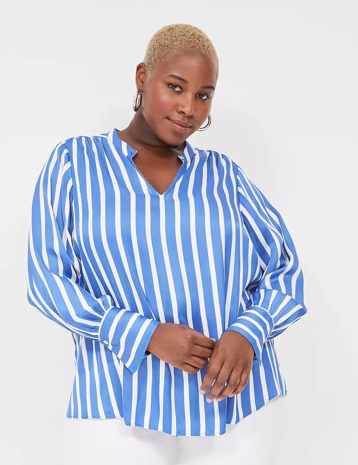 Relaxed Satin Collar Blouse | LaneBryant | Lane Bryant (US)