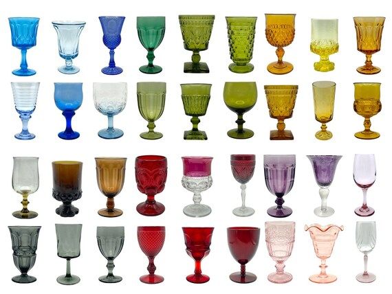 Mismatched Colored Goblets Mix Match Vintage Heavy Pressed | Etsy | Etsy (US)