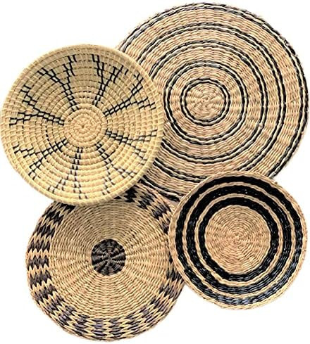 TODKEN Woven Wall Decor | Set of 4 | 10" to 16" | Wicker Hanging Wall Baskets | Bohemian Wall Decor  | Amazon (US)
