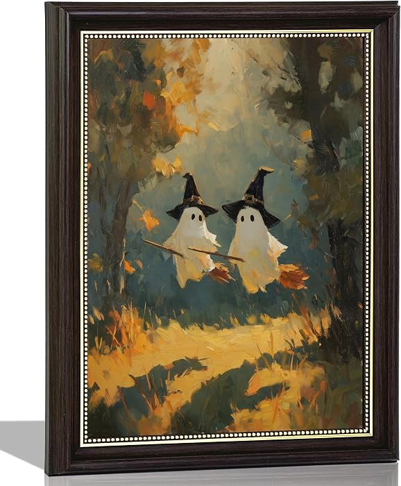GHXYDSS Cute Ghost Witch Wall Art, Halloween Ghost Wall Decor, 9x11 | Amazon (US)