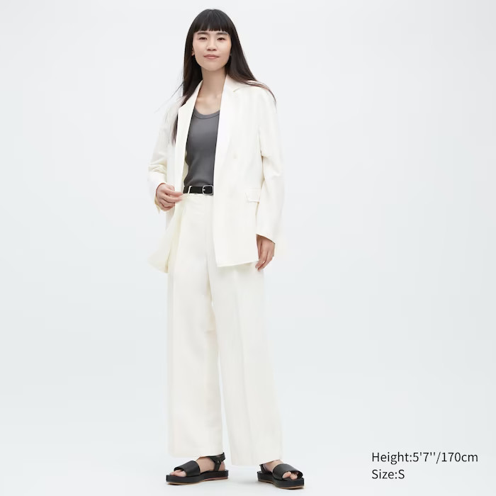 Linen Blend Tucked Wide Pants | UNIQLO (US)