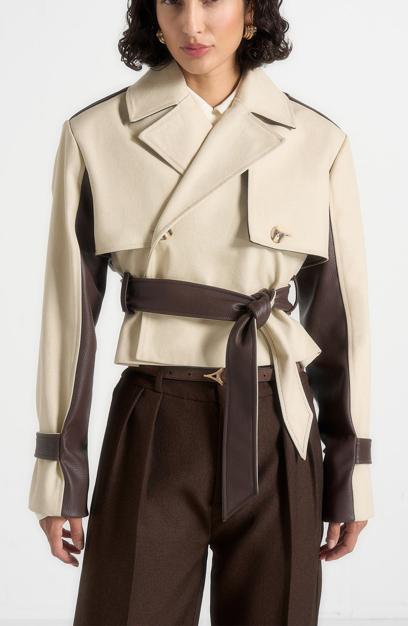 Lelia Cropped Gabardine Trench Coat With Belt | Nordstrom
