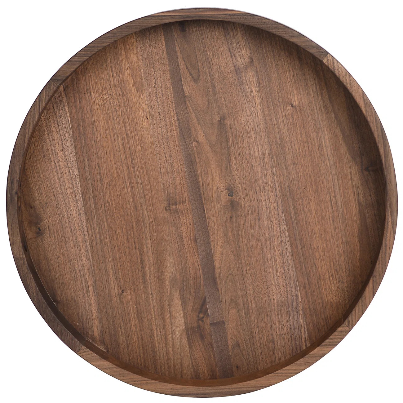 Arooj Round Black Walnut Solid Wood Serving Tray Ottoman Tray | Wayfair North America