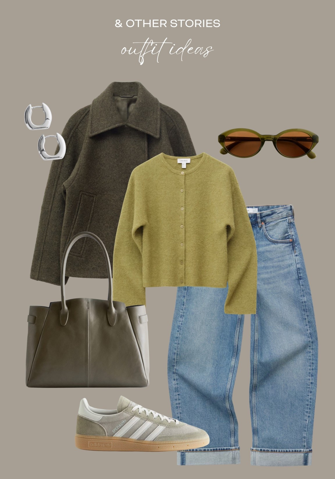 & other stories new in outfit ideas 🫶

Khaki coat / barrel leg jeans / leather tote bag / green cardigan / winter fashion / transitional style 

#LTKuk #LTKstyletip #LTKwinter