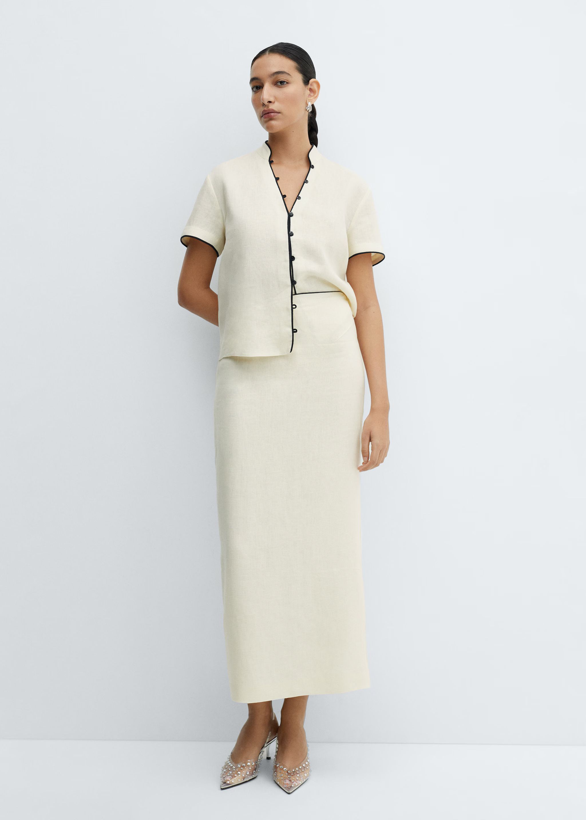 Linen skirt with slit | MANGO (US)