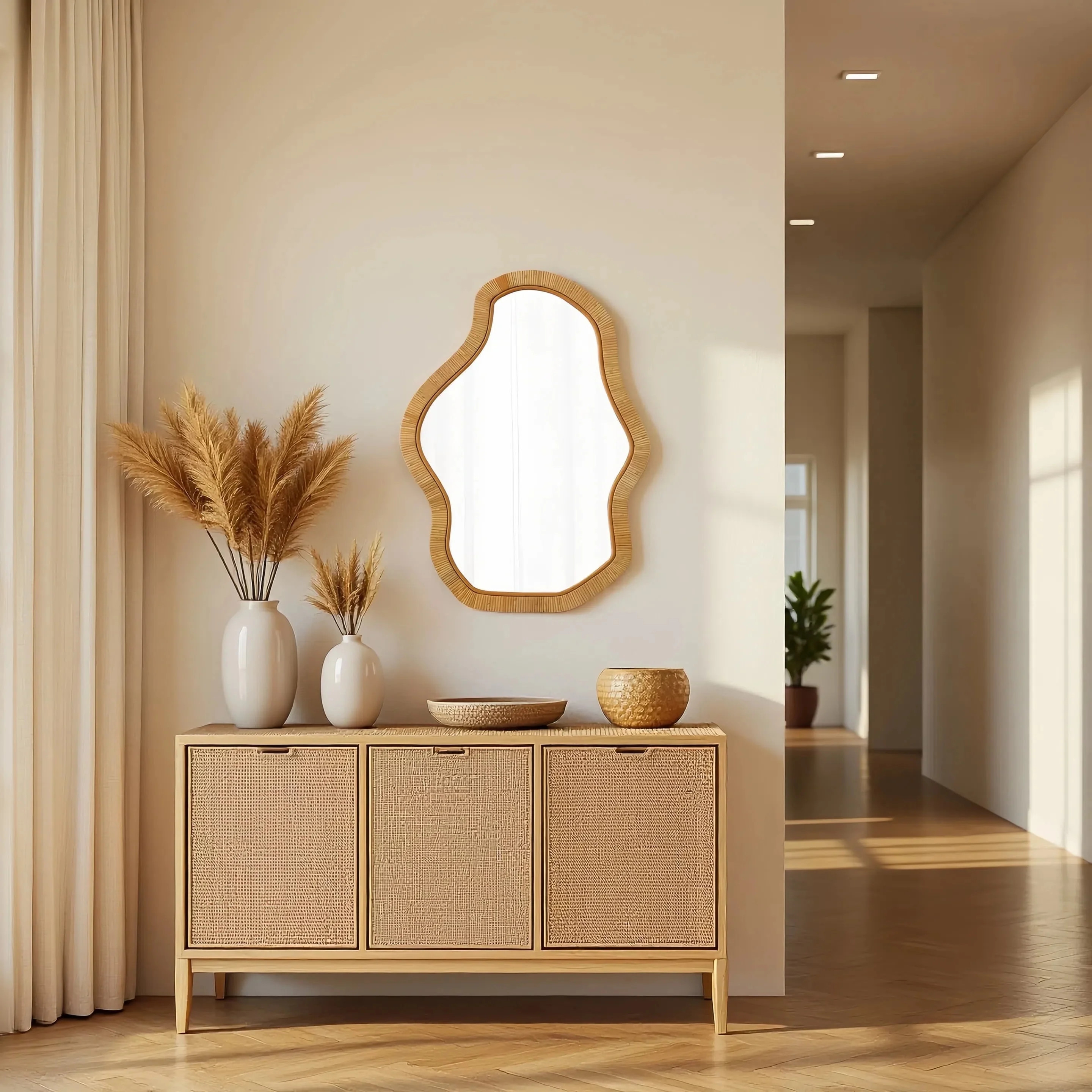 Sintosin 22x30 Inch Boho Woven Rattan Wall Mirror, Handmade Decorative Mirror for Farmhouse, Coas... | Walmart (US)