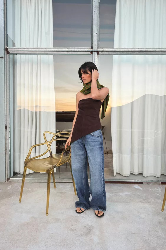 FAUX SUEDE ASYMMETRIC TOP | Zara US