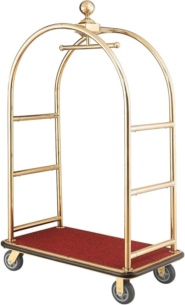 Global Industrial Gold Stainless Steel Bellman Cart Curved Uprights 6" Rubber Casters, 41-1/4"L x... | Amazon (US)
