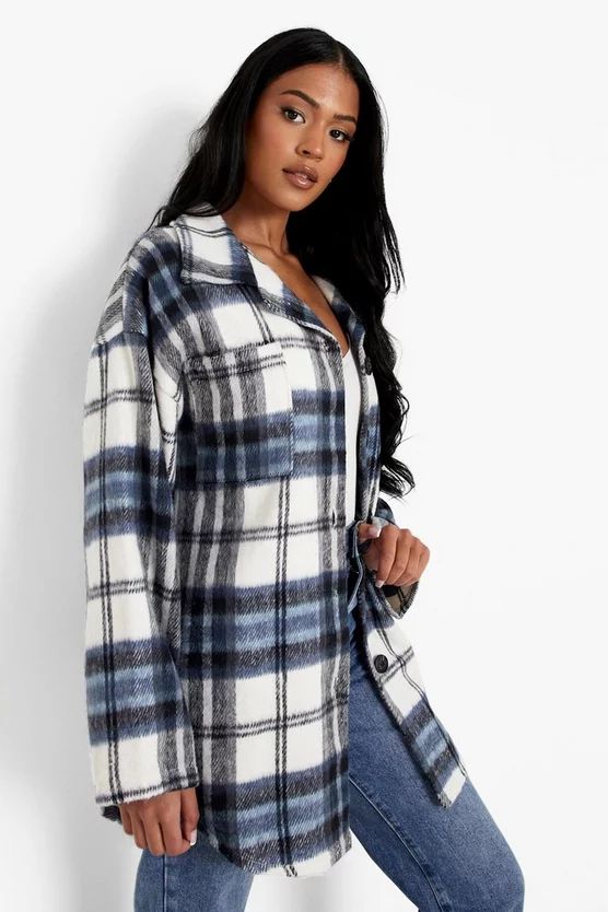 Tall Oversized Check Shacket | Boohoo.com (US & CA)