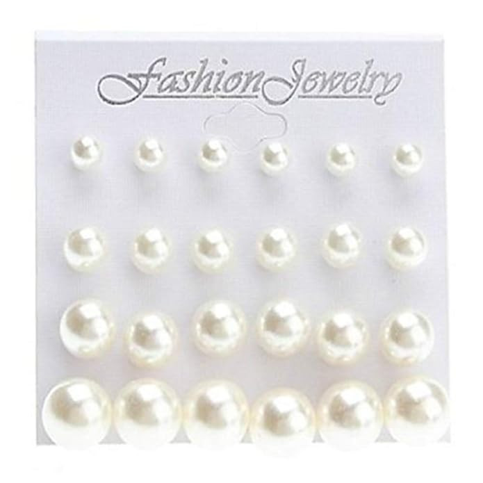CHOP MALL Shining Simulated Pearl Earrings Jewelry Set (Contain 12 Pairs) DHa03 | Amazon (US)